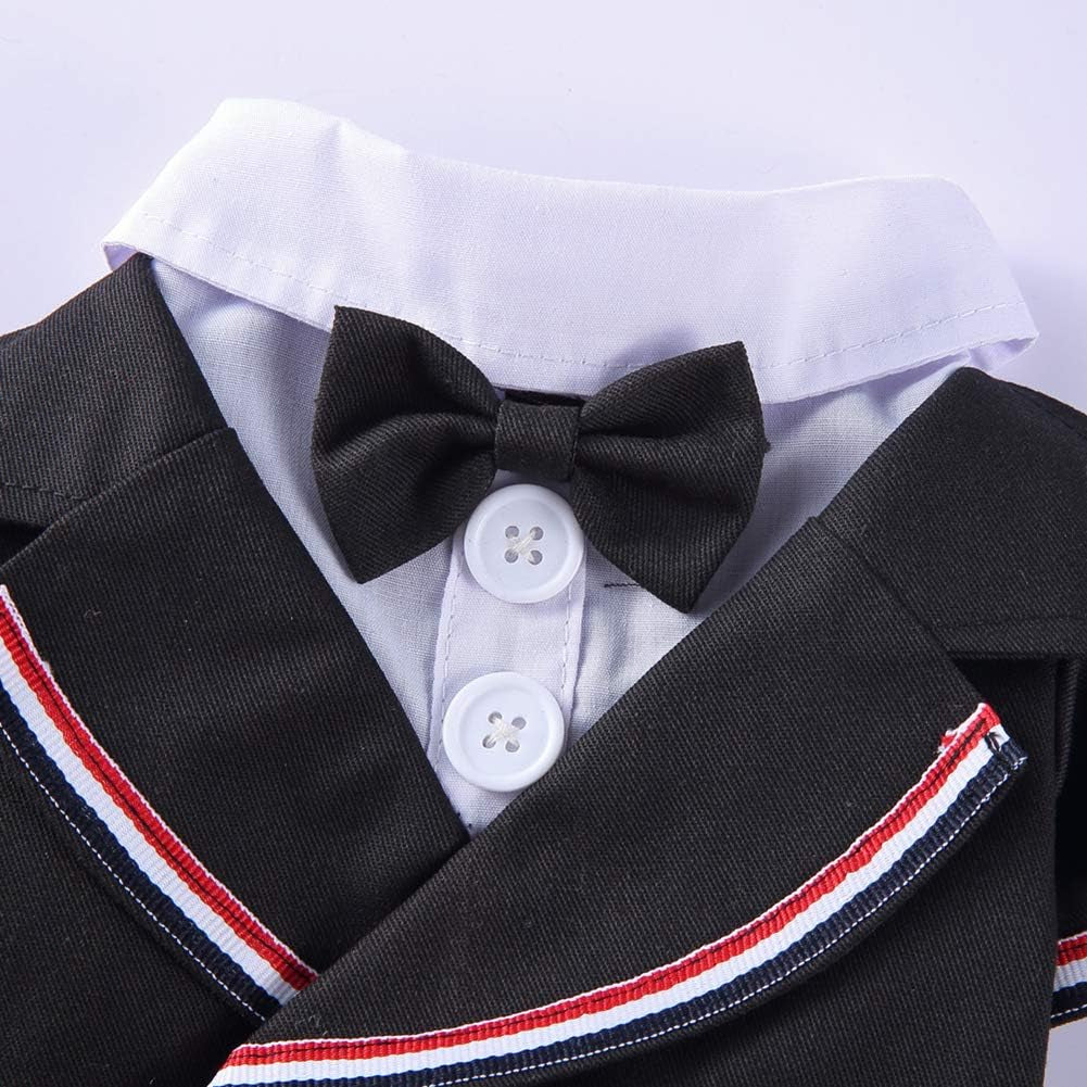 Fashion Couture - Formal Tuxedo with Bow Tie for Small Dog Teddy Chihuahua Bichon Frise Black XL