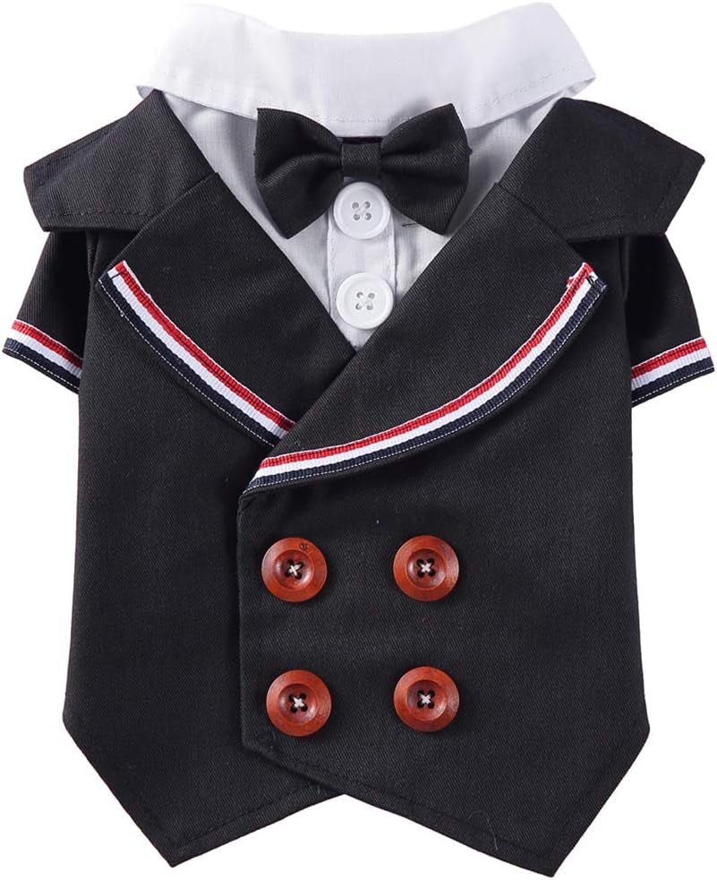 Fashion Couture - Formal Tuxedo with Bow Tie for Small Dog Teddy Chihuahua Bichon Frise Black XL